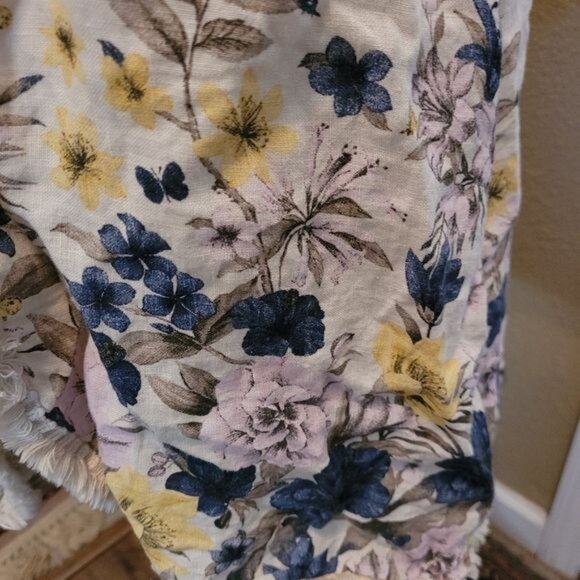 Francesca Bettini Duster Top 100% Linen Crew Floral Flowers Small Medium - Picture 4 of 7